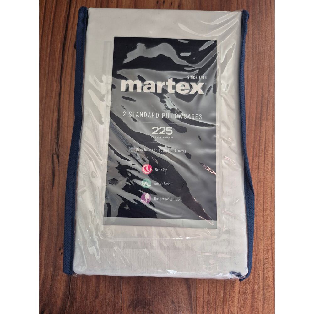 Martex Pillowcases 2 Pack White 20x30 Inch 225 Thread Count Quick Dry 8214